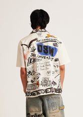 DIET STARTS MONDAY Doodle Button Up Shirt at Gravity NYC